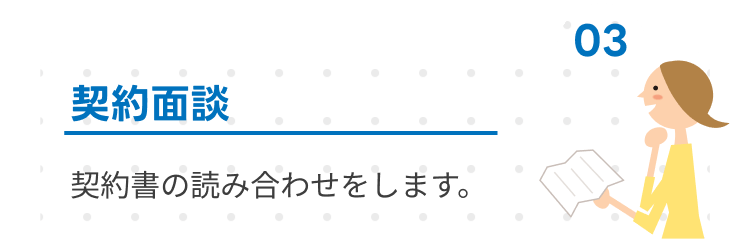 契約面談
契約書の読み合わせをします。